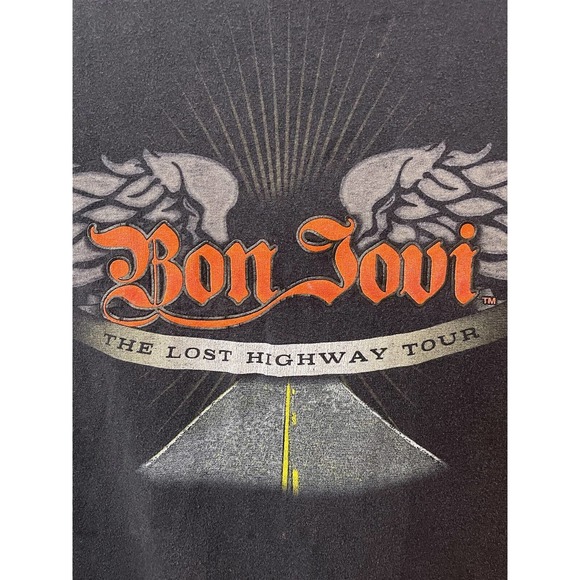 Bon Jovi Tour T-Shirt Men's Vintage Lost Highway Concert Tour 80s Shirt Size 2XL - Picture 4 of 4